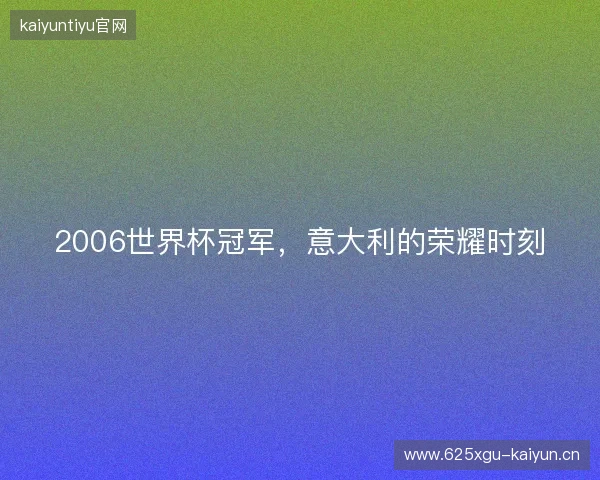 2006世界杯冠军，意大利的荣耀时刻
